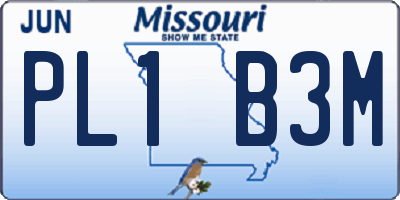 MO license plate PL1B3M