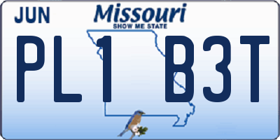 MO license plate PL1B3T