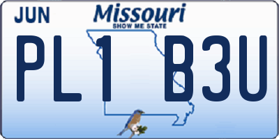 MO license plate PL1B3U