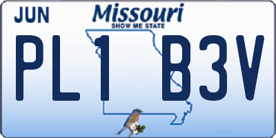 MO license plate PL1B3V