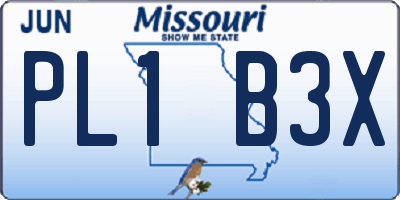 MO license plate PL1B3X