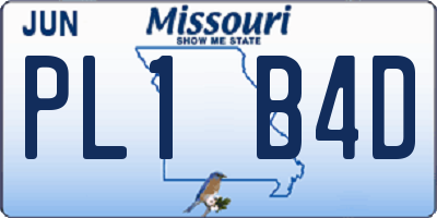 MO license plate PL1B4D