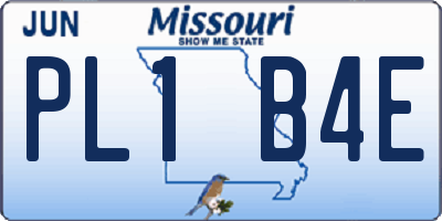 MO license plate PL1B4E