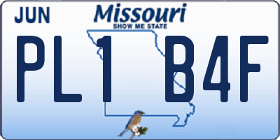 MO license plate PL1B4F