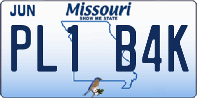 MO license plate PL1B4K