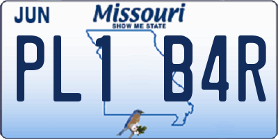 MO license plate PL1B4R