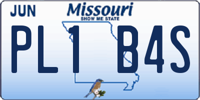 MO license plate PL1B4S