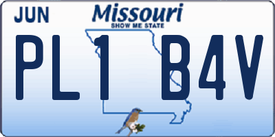 MO license plate PL1B4V