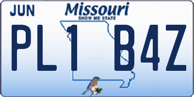 MO license plate PL1B4Z