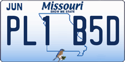MO license plate PL1B5D