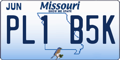 MO license plate PL1B5K