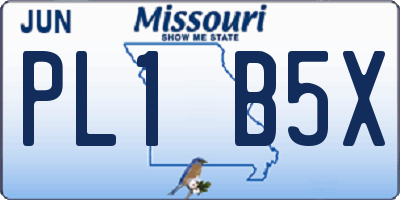 MO license plate PL1B5X