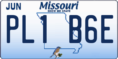 MO license plate PL1B6E