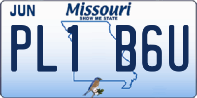 MO license plate PL1B6U