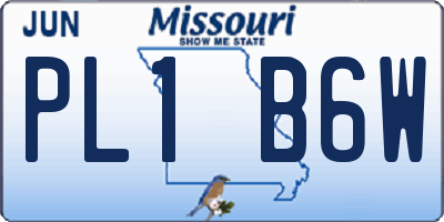 MO license plate PL1B6W