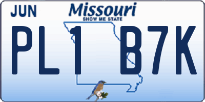 MO license plate PL1B7K