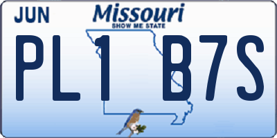 MO license plate PL1B7S