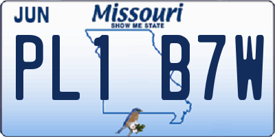 MO license plate PL1B7W