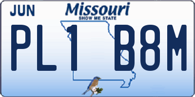 MO license plate PL1B8M