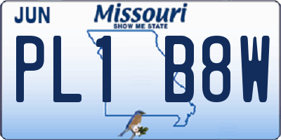 MO license plate PL1B8W
