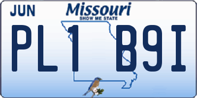 MO license plate PL1B9I