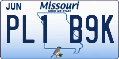 MO license plate PL1B9K