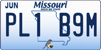 MO license plate PL1B9M