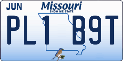 MO license plate PL1B9T