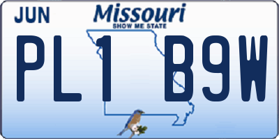 MO license plate PL1B9W