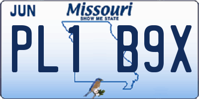 MO license plate PL1B9X