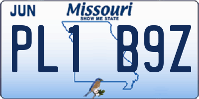 MO license plate PL1B9Z
