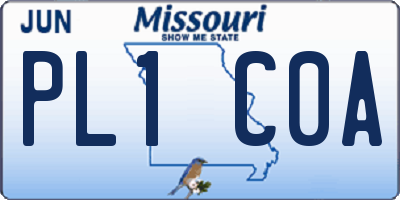 MO license plate PL1C0A