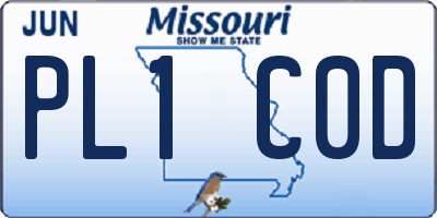 MO license plate PL1C0D