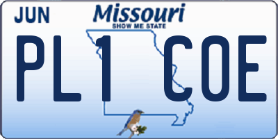 MO license plate PL1C0E