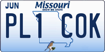 MO license plate PL1C0K