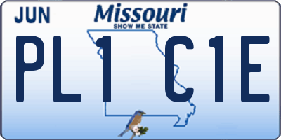 MO license plate PL1C1E