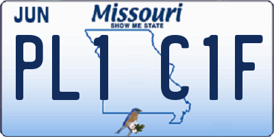 MO license plate PL1C1F