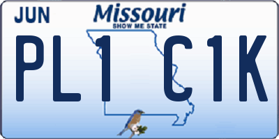 MO license plate PL1C1K