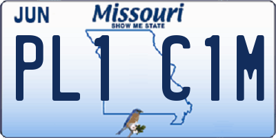 MO license plate PL1C1M