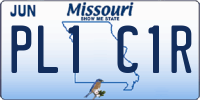 MO license plate PL1C1R