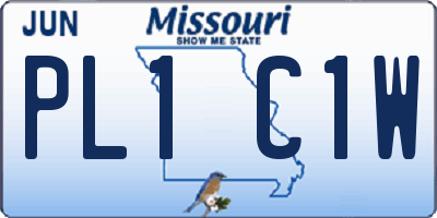 MO license plate PL1C1W