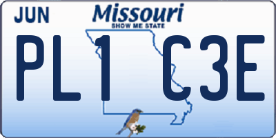 MO license plate PL1C3E