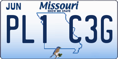 MO license plate PL1C3G