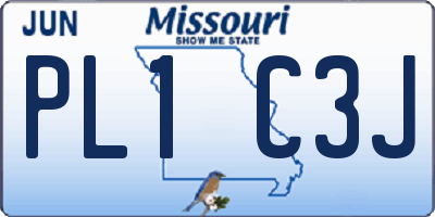 MO license plate PL1C3J
