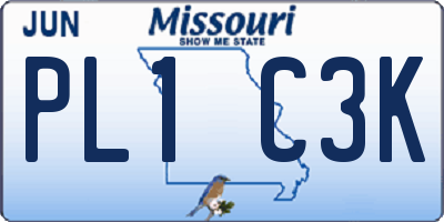 MO license plate PL1C3K