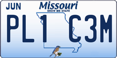 MO license plate PL1C3M