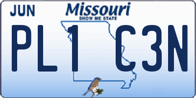 MO license plate PL1C3N