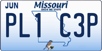 MO license plate PL1C3P