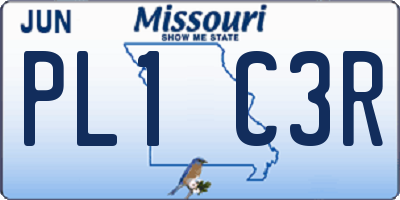 MO license plate PL1C3R