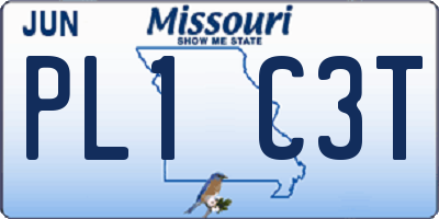 MO license plate PL1C3T